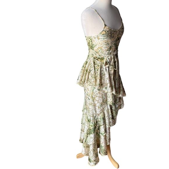 HEMANT & NANDITA Emerald Green Brasso Lurex Midi Dress Size Small - Picture 6 of 12